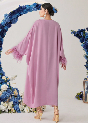 Светло-розовое вечернее, кэжуал платье оверсайз SHEIN однотонное