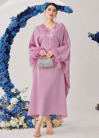 Светло-розовое вечернее, кэжуал платье оверсайз SHEIN однотонное