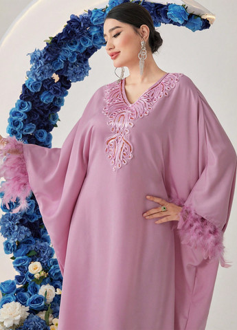 Светло-розовое вечернее, кэжуал платье оверсайз SHEIN однотонное