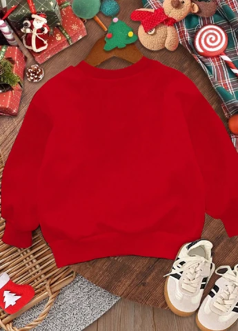 SHEIN світшот новорічний червоний святковий поліестер