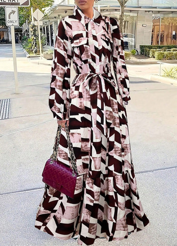 Фиолетовое кэжуал платье клеш, рубашка SHEIN с абстрактным узором