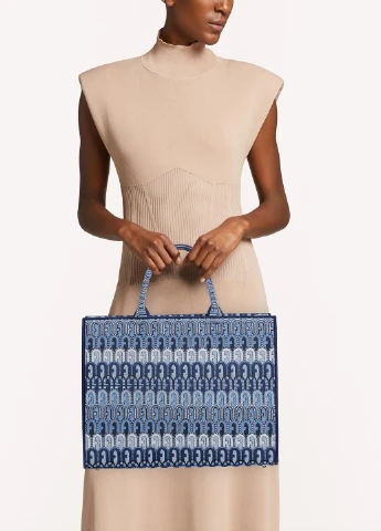 Женская жакардовая сумка WB00255AX0459TDE00 Синяя Furla OPPORTUNITY L TOTE (252863956)