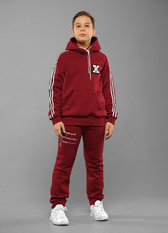 Бордовый демисезонный спортивный костюм с принтом Sinthia (217499174)