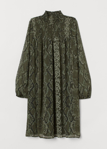 Темно-зеленое кэжуал платье H&M змеиный