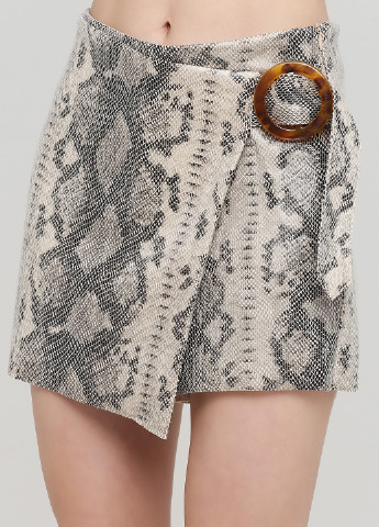 Юбка-шорты Zara змеиные светло-бежевые кэжуалы полиэстер, искусственная кожа