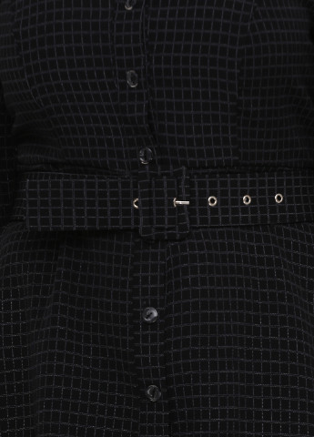 Черное кэжуал платье рубашка Button в клетку