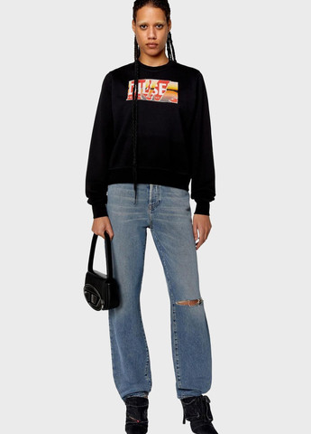 Черный свитшот Diesel логотип потертости, аппликация (344546171)