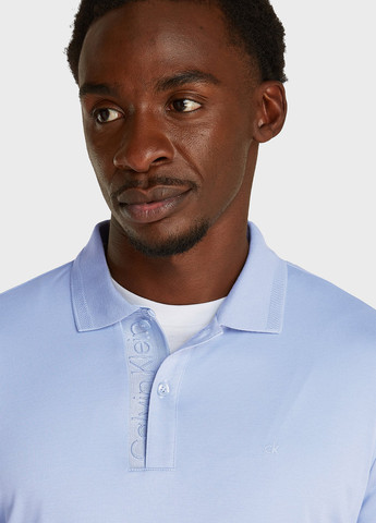 Голубой футболка-поло для мужчин Calvin Klein однотонная