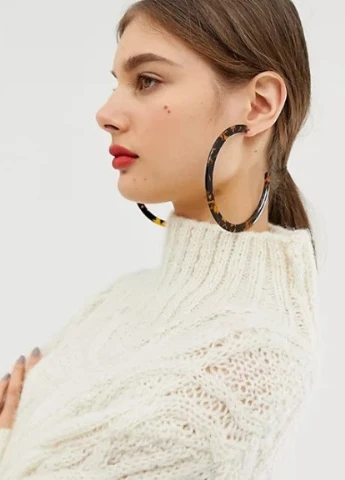 Серьги DESIGN Большие полукольца Коричневые Asos (252404954)