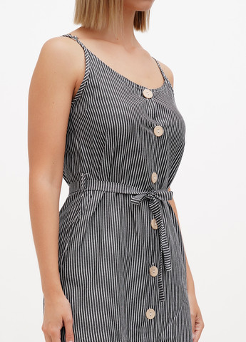 Темно-серое кэжуал платье Sassofono Club в полоску