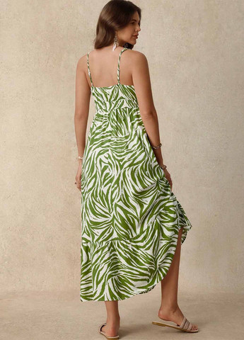 Зеленое кэжуал платье а-силуэт SHEIN зебра