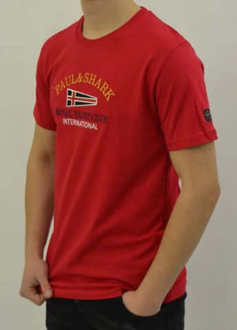 Красная футболка мужская Paul & Shark Men's Red Embroidered T-shirt