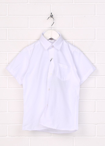 Белая классическая рубашка однотонная Messy с коротким рукавом