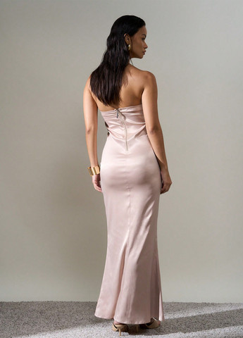 Пудрова святковий, вечірня сукня а-силует, з відкритими плечима, з відкритою спиною SHEIN однотонна