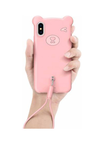 Чехол Baseus для iPhone XS Max Bear Silicone, Pink розовый