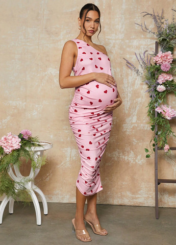 Рожева кежуал сукня для вагітних на одне плече SHEIN сердечка