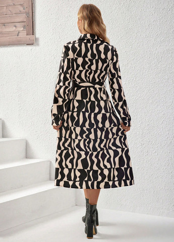 Комбінована кежуал сукня для вагітних сукня-сорочка SHEIN з абстрактним візерунком