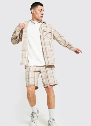 Бежевый демисезонный костюм (рубашка, шорты) с шортами Boohoo