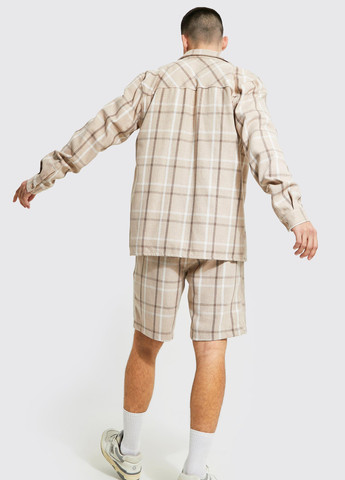 Бежевый демисезонный костюм (рубашка, шорты) с шортами Boohoo
