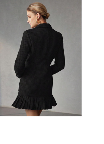 Чорна ділова, кежуал сукня сукня-жакет SHEIN однотонна