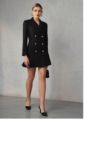 Чорна ділова, кежуал сукня сукня-жакет SHEIN однотонна