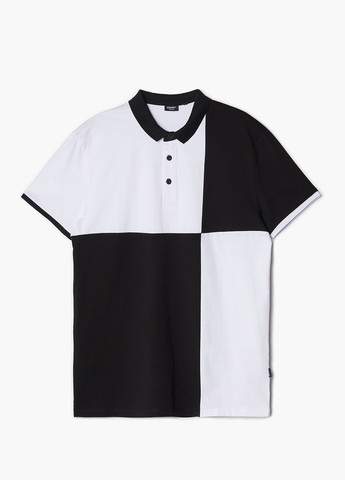 Черно-белая футболка-поло для мужчин Cropp колор блок