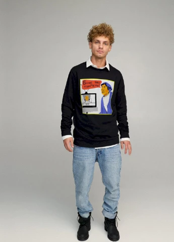 Чорний свитшот мужской oversize /no flis/ YAPPI малюнок (254557478)