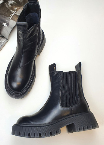 Черевики жіночі шкіряні молодіжні чорні на тракторній підошві Brocoli (251198575)