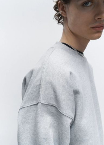 Светло-серый свитшот H&M меланж без декора (364337288)