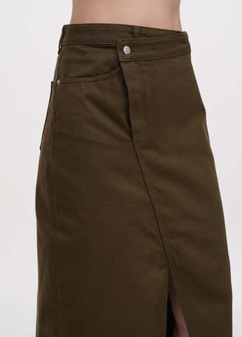 Оливковая (хаки) джинсовая однотонная юбка NA-KD карандаш