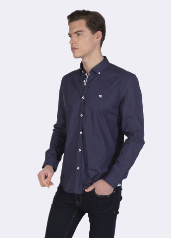 Темно-синяя кэжуал рубашка однотонная Giorgio di Mare