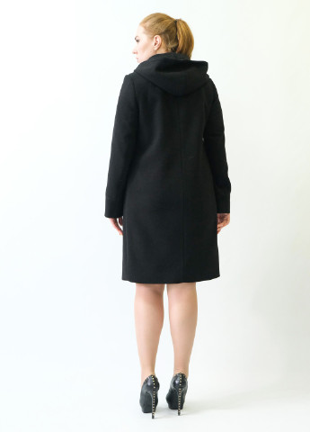 Черное демисезонное Пальто с капюшоном Mangust