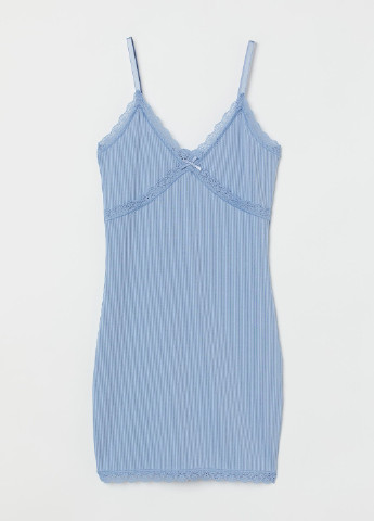 Платье H&M полоска голубая домашняя трикотаж, полиэстер