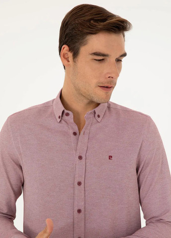 Бордовая кэжуал рубашка меланж Pierre Cardin