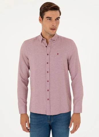 Бордовая кэжуал рубашка меланж Pierre Cardin