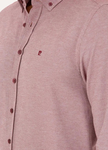 Бордовая кэжуал рубашка меланж Pierre Cardin