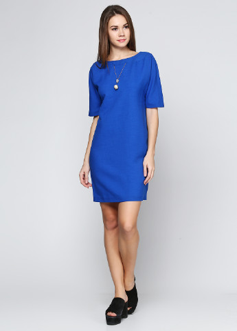 Синее кэжуал платье с коротким рукавом Mascioni однотонное
