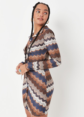 Комбинированное кэжуал платье рубашка Missguided с геометрическим узором