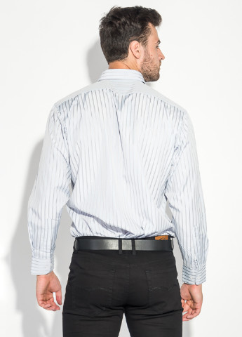 Светло-серая кэжуал рубашка в полоску Framzoni с длинным рукавом