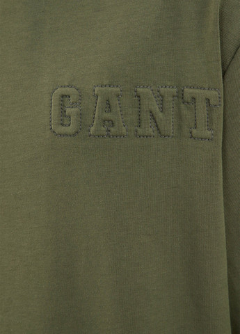 Лонгслів Gant однотонний оливковий кежуали бавовна, трикотаж