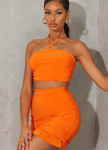 Оранжевая кэжуал однотонная юбка PrettyLittleThing