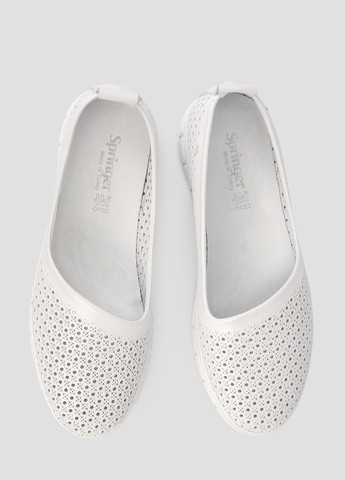 Женские балетки Springer | белые однотонные перфорация натуральная кожа (295484384)
