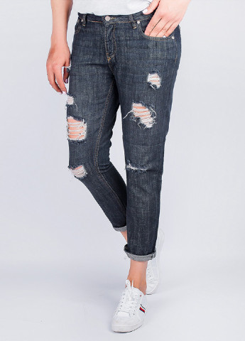 Черные демисезонные зауженные джинсы Fular