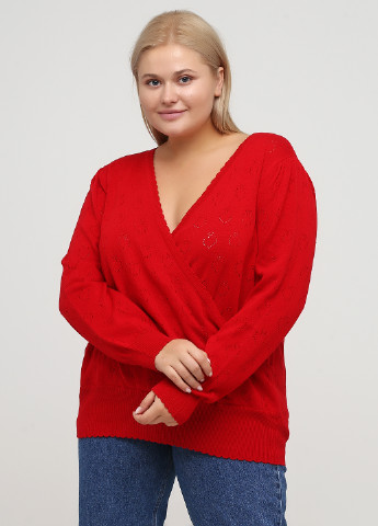 Красный демисезонный свитер Sheego