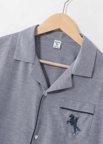 Сіра всесезон піжама (сорочка, шорти) сорочка + шорти SHEIN