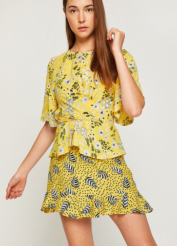 Желтая кэжуал цветочной расцветки юбка KOTON