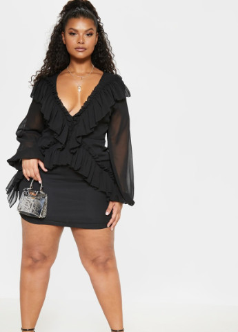 Черное кэжуал платье PrettyLittleThing однотонное