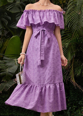 Фиолетовое кэжуал платье а-силуэт SHEIN однотонное