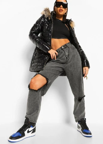 Чорна зимня куртка Boohoo