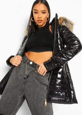 Чорна зимня куртка Boohoo
